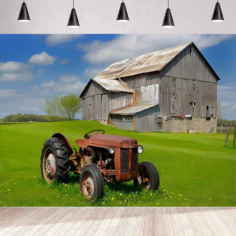 Agriculture Farming School - Grüner Ackerland-Fotografie-Hintergrund für Sunny Country Hills,