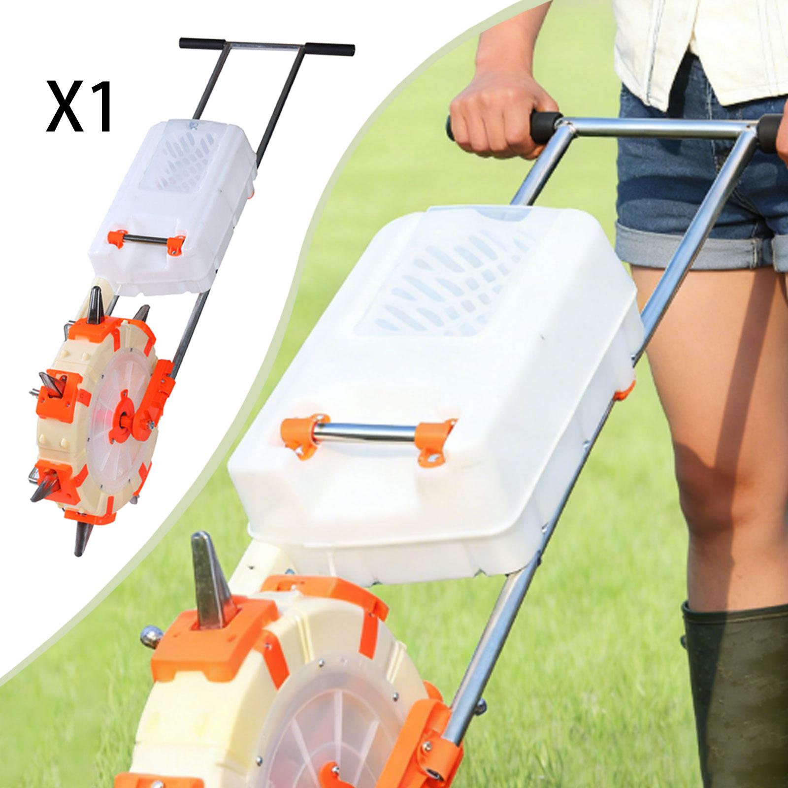 Manual Seeder Hand - Handschub-Sämaschine mit Düngerstreuer, manuelle Garten-Sämaschine für